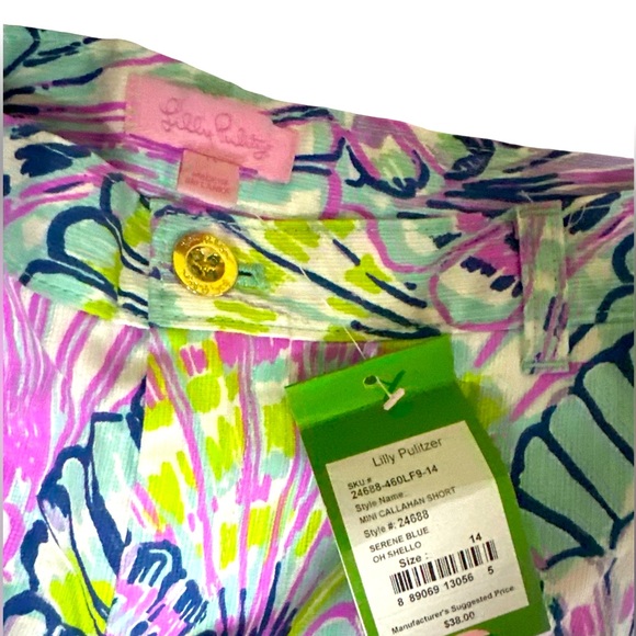 Lilly Pulitzer Girls Shorts, Size 14 Serene Blue Oh Shello NWT - Picture 5 of 8